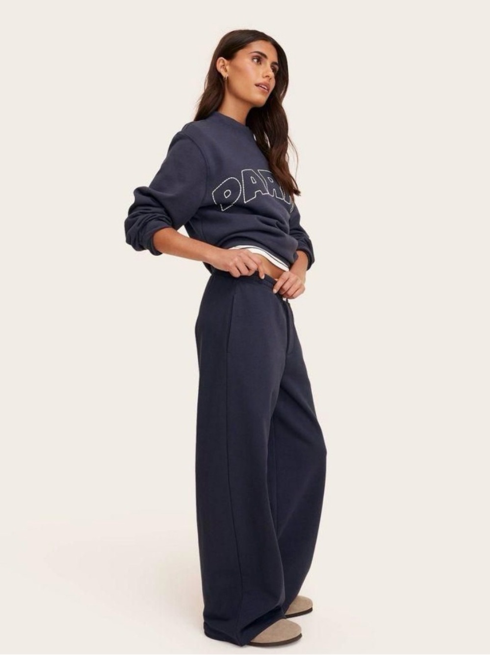 Women's High-Rise Boxer Sweatpants - Parke x Target Navy Blue M